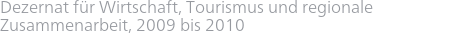Dezernat für Wirtschaft, Tourismus und regionale Zusammenarbeit, 2009 bis 2010